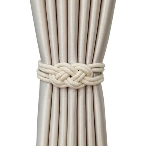 2pcs Magnetic Curtain Hooks Tie Braided Rope Backs Buckle Clips Holdbacks Curtain Tiebacks For Living Room Bedroom Decoration