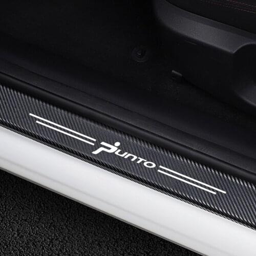 4PCS/Set Door Sills Scuff Plate Trim Welcome Pedal Car Threshold Cover Sticker For Fiat Punto Carbon Fiber Protector Accessories