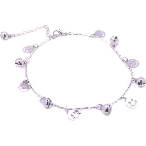 5pcs Wholesale Foreign Trade Simple Beach Ladies Anklet Foot Accessories Metal Chain Trend Fashion Smiley Pattern Female Feet Ba