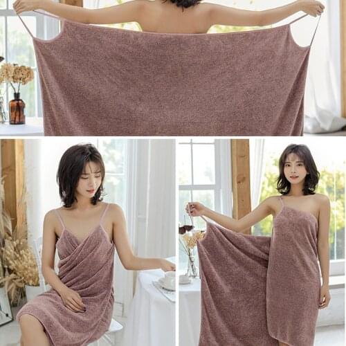 Wearable Bath Towel Coral Velvet Bath Robe Women Towels Super Absorbent Sling Bath Towel Thickened Summer Winter Bath Towel Set