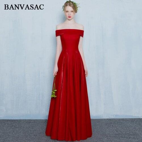 BANVASAC 2018 Elegant A Line Short Sleeve Long Evening Dresses Party Boat Neck Draped Satin Backless Prom Gowns