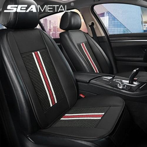 Car Seat Covers Ice Silk PU Leather Summer Seat Cover Set Universal Automobiles Seats Cushion Protector Chair Goods Accessories