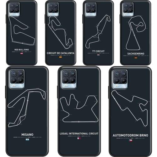 F1 Race Circuits Case For OnePlus 9R 8T Nord 7 8 9 Pro Cover For Realme 8 Pro 7i GT Neo C3 C21 6 7 Q3 Pro