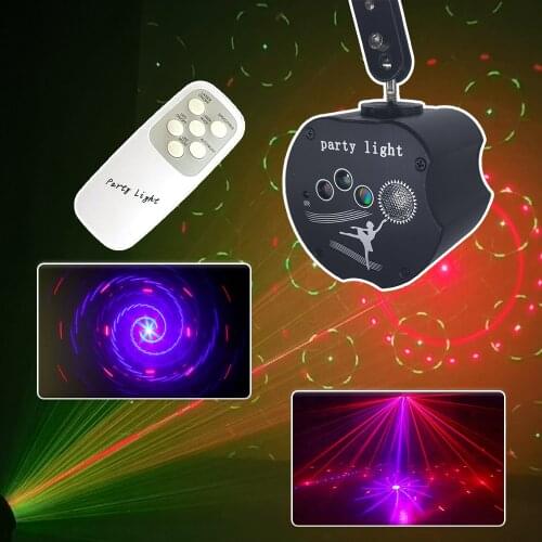 64 Patterns Disco Light LED Beam Lamp RGB Laser Projector Christmas Party Wedding DJ Light Music Voice Control Strobe Bar Light