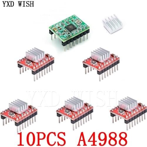 10pcs 3D Printer Parts A4988 DRV8825 Stepper Motor Driver With Heat sink For SKR V1.3 1.4 GTR V1.0 RAMPS 1.6 MKS GEN V1.4 board
