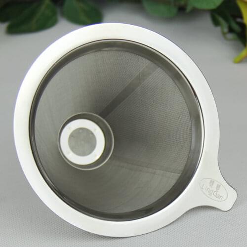 Stainless steel double layer coffee filter screen, filter paper hand washing, American drip coffee powder sharing pot filter cup