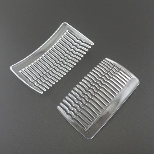 10PCS 4.3cm*7.6cm 20teeth Plain Clear Plastic Hair Combs with waved teeth for DIY hair accessories clear side comb