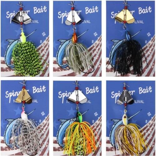 6pcs 12pcs 20g Artificial Metal spinner bait Chatterbait metal spoons with silicone skirts lure for pike bass trout fishing