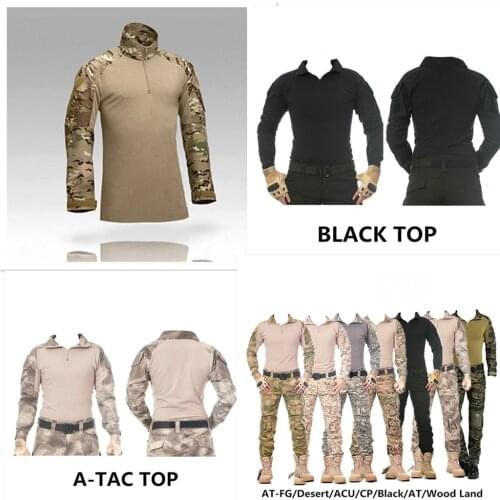 Camouflage military uniform us army combat shirt cargo multicam Airsoft paintball militar tactical clothing with knee pads