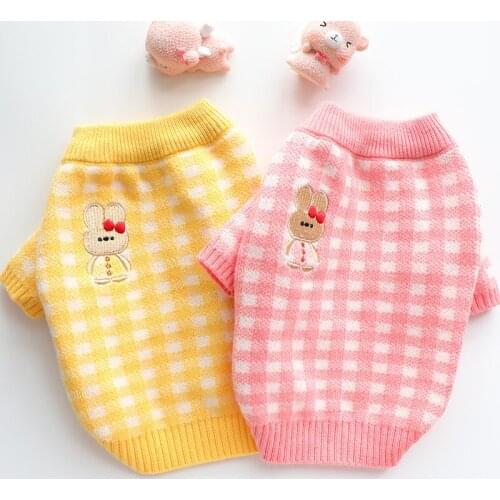 Plaid Round Collar Dog Costumes For Small Puppies Sweater For French Bulldog Ropa Mascotas Cute Fashion Cat Clothing Wholesale