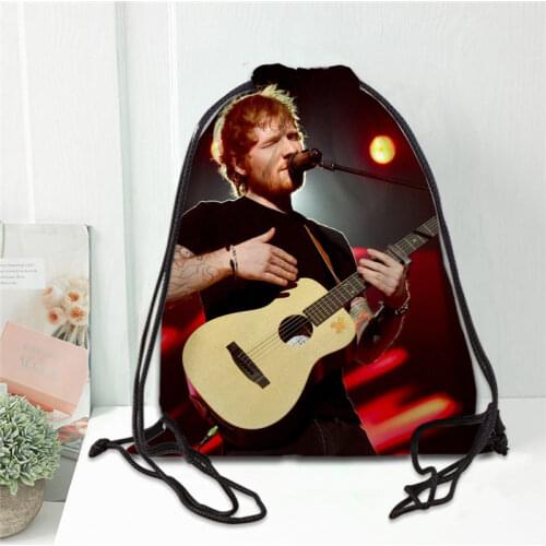 Hot Ed Sheeran Printed backpack drawstring bag satin soft shoe bags to school custom Logo bags for women
