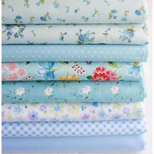 New 8 Selected Patterns Adorable Blue Fresh 100% Cotton patchwork fabric for sewing 25x25cm, free shipping