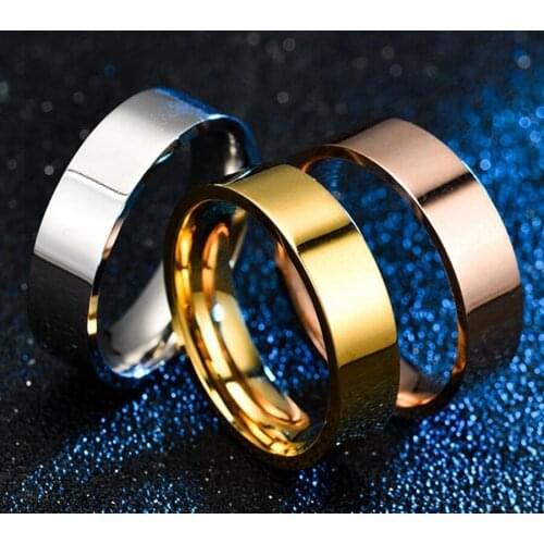 Fashion titanium steel ring male plain mirror 4/6/8mm stainless steel couple ring female simple jewelry