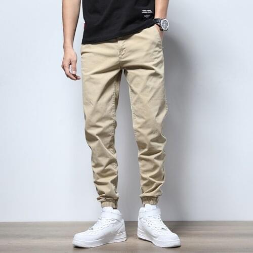 Korean Style Fashion Men Jeans Khaki Simple Designer Casual Cargo Pants Men Overalls Streetwear Hip Hop Joggers Harem Trousers