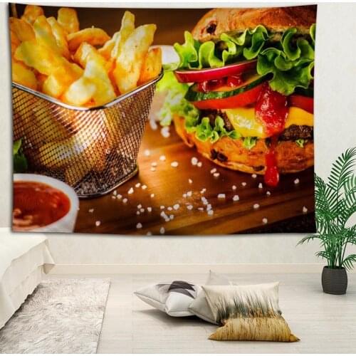 Burger wall decor tapestry layout room painting background wall decoration bedcloth tapestries custom logo