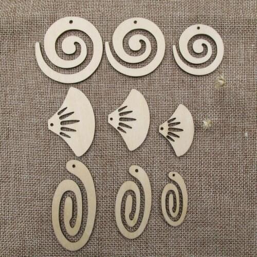 Unfinished Blank Circle Fan Wood Shape Cutout Wooden Charm Earring for DIY Dangle Earring Jewelry Making Supplies