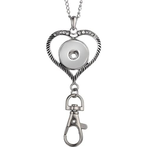 New Fashion Hollow heart styles snap pendant necklace tassel 60cm fit 18MM snap buttons jewelry licensing hang necklace DJ0160