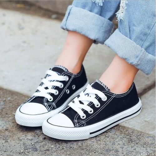 Autumn popular children low-top white canvas shoes boys causal school shoes girls baby soft sole sneakers parent-child style