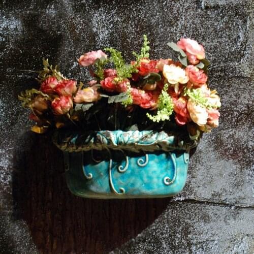 Pastoral Wall Hanging Ceramic Flower Pot Wall Mural Decoration Home Background Club Coffee Succulent Plants Ornamnets Crafts Art