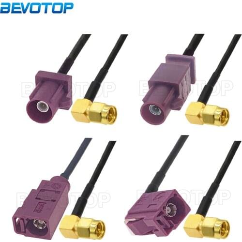 RAL4004 Male / Female Fakra D to SMA Male Right Angle RG174 Cable Adapter GSM Antenna Extension Cord RF Coaxial Pigtail Jumper