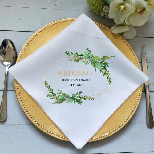 Personalized Wedding Napkins Custom Your Design Printed Polyester White Napkins Wedding Gift Bride & Groom Table Decr Napkins