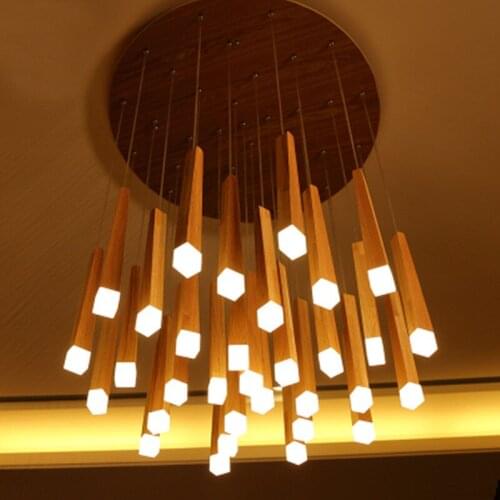 Wood Stick Pendant Lamp Light, Kitchen Island Living Room Shop Decoration Modern Bedside Natural Wood Pipe Pendant Lights