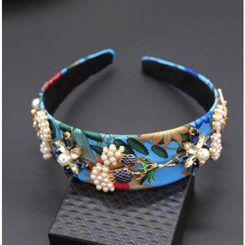Baroque five-pointed star rose pearl headband geometric petals luxury pearl leaves prom nightclub personality headband 905