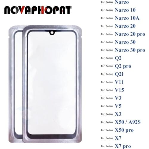 Digitizer LCD Sensor Glass For Realme Narzo 10 10A 20 30 Q2 Q2i V11 V15 V3 V5 X3 X50 X7 Pro Touch Screen Glass lens + With OCA