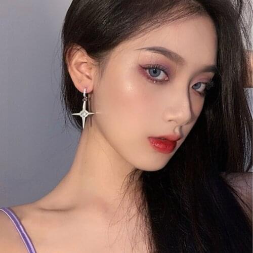 FFLACELL Ins Autumn Winter Hip-hop Personality Wild Metal Cross Earrings Women Party Accessories