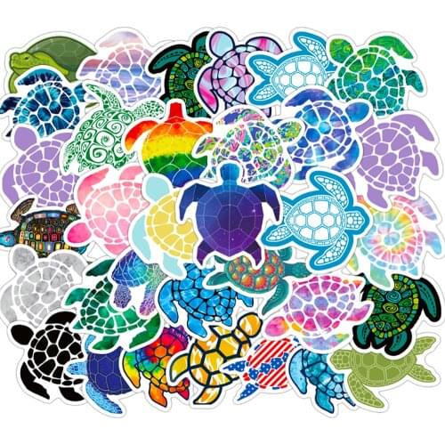 10/30/41PCS Colorful Sea Turtle Cute Stickers PVC Waterproof Skateboard Luggage Fridge Laptop Guitar Motorcycle Joke Stickers