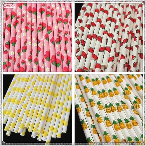 25pcs Fruit Paper Drinking Straws Paper Straws Drinking Straws Kids Birthday Drinking Straws Wedding Decor Party Supplies 7Z