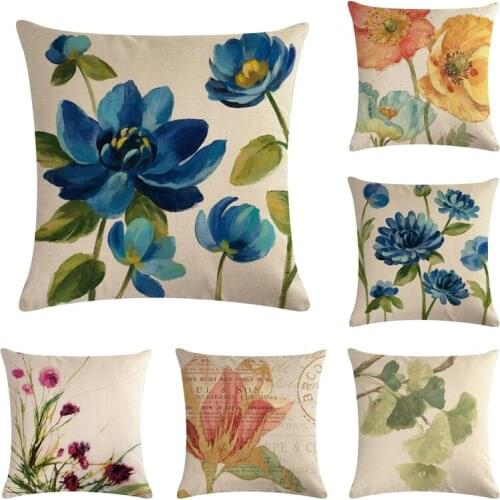 45x45cm Painting Pattern Plant Flower And Words Pillow Case Married Couples Kitten Cushions Cover Outdoor Chair Cushions