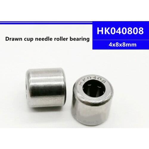 50pcs/100pcs high quality HK040808 4x8x8mm Drawn Cup Caged Needle Roller Bearing 4*8*8mm HK0408