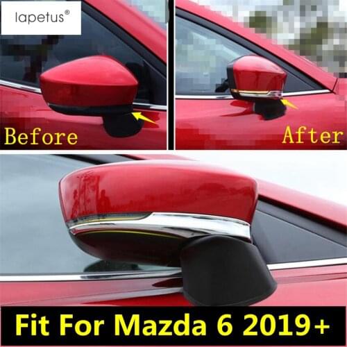 Lapetus Accessories Fit For Mazda 6 2019 2020 Chrome Outside Door Rearview Mirror Rubbing Strip Protector Molding Cover Kit Trim