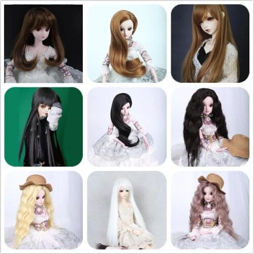 Allaosify 1/3 1/4 BJD Wig Black Hair For BJD/SD Doll Accessories