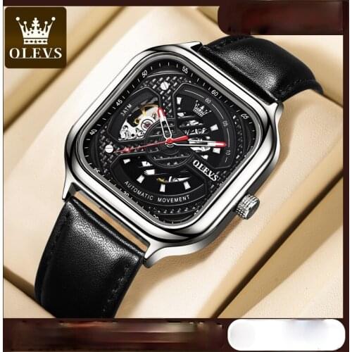 Automatic mechanical watch hollow square men watch mens watch