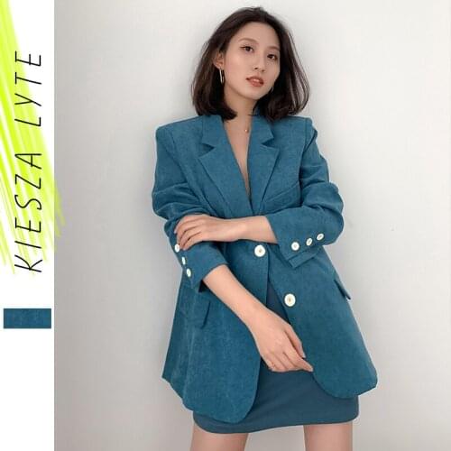 British Style Blazer Woman Spring Autumn 2020 New Chic Casual Blue French Femal Suit Jacket