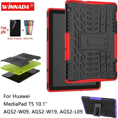 For Huawei MediaPad T5 10 case for AGS2-W09 AGS2-W19 AGS2-L09 Tablet 10.1 armor TPU+PC Shockproof Stand Cover +pen+Film