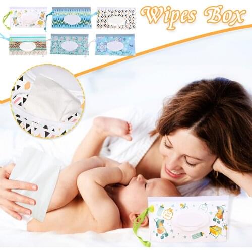 Baby Wet Wipes Bag Eco-Friendly Wet Tissue Case Cleaning Wipes Container Case Portable Wet Wipe Bag EVA Snap Strap Wipe Box