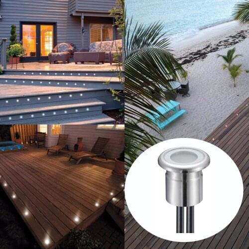 DHL free 30pcs/Lots 0.8W Round Stainless Steel DC12V IP67 Recessed Led Deck Lighting Outdoor Lamp(Light+Driver)