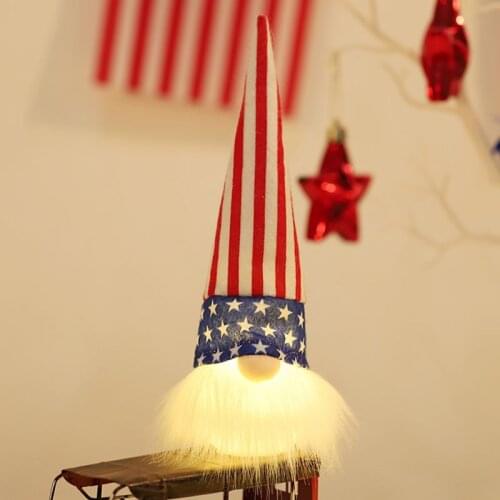 Home Lighting Gnome DIY Decoration Faceless Doll Glowing Rudolph Standing Column Goblin Party Ornament American Independence Day