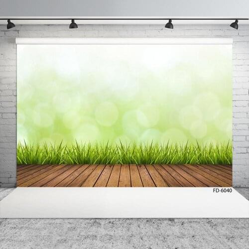 Flare Bokeh Grass Wooden Plank Photographic Backdrop Custom Background for Baby Children Portrait Toy Photobooth Photo Studio