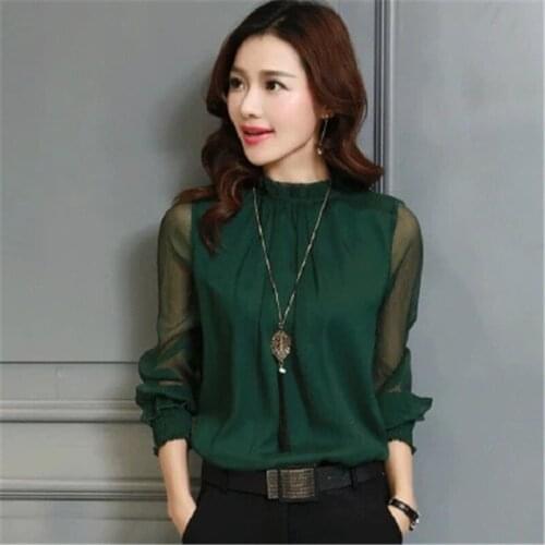 Блузки с воротником стойка Hxyqveuyg China At AliExpress