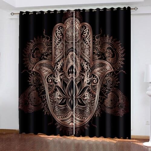 3D Printed Blackout Curtain Kits with Dark Plant Patterns, Suitable for Home Scenes In The Living Room and Bedroom