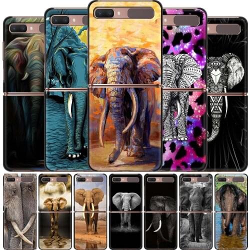 Animal Elephant Creative Phone Case For Samsung Galaxy Z Flip Fold Black Hard PC Cover For Samsung ZFlip 5G Mobile Bag Shell
