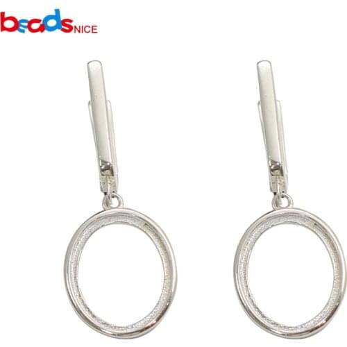 Beadsnice ID39479smt2 Sterling Silver French Earwires Hook With Teardrop Pad Earring Cabochon Setting