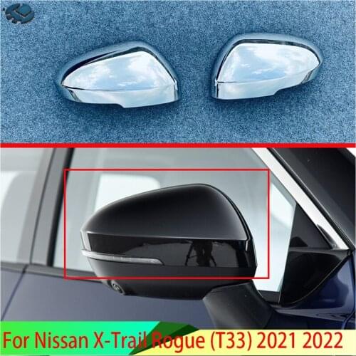For Nissan X-Trail Rogue (T33) 2021 2022 ABS Chrome Door Side Mirror Cover Trim Rear View Cap Overlay Molding Garnish