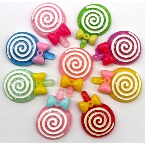 New 21*31mm Lollipop Resin 10pcs DIY Handmade Material Home Decor Accessories Colorful mix Cute Fashion Candy