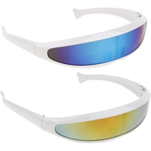 2Pack Novelty Futuristic Cyclops Mirrored Sunglasses Party Cosplay Costumes