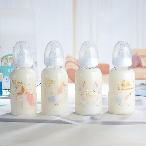 New Unicorn Bear Pacifier Glass Creative Student Cartoon High Temperature Straw Bottle Cup Glass Water Bottle 280ML